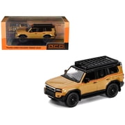 2024 Toyota Land Cruiser Prado Gold Metallic with Red Stripes and Roof Rack 1/64 Diecast Model Car by GCD