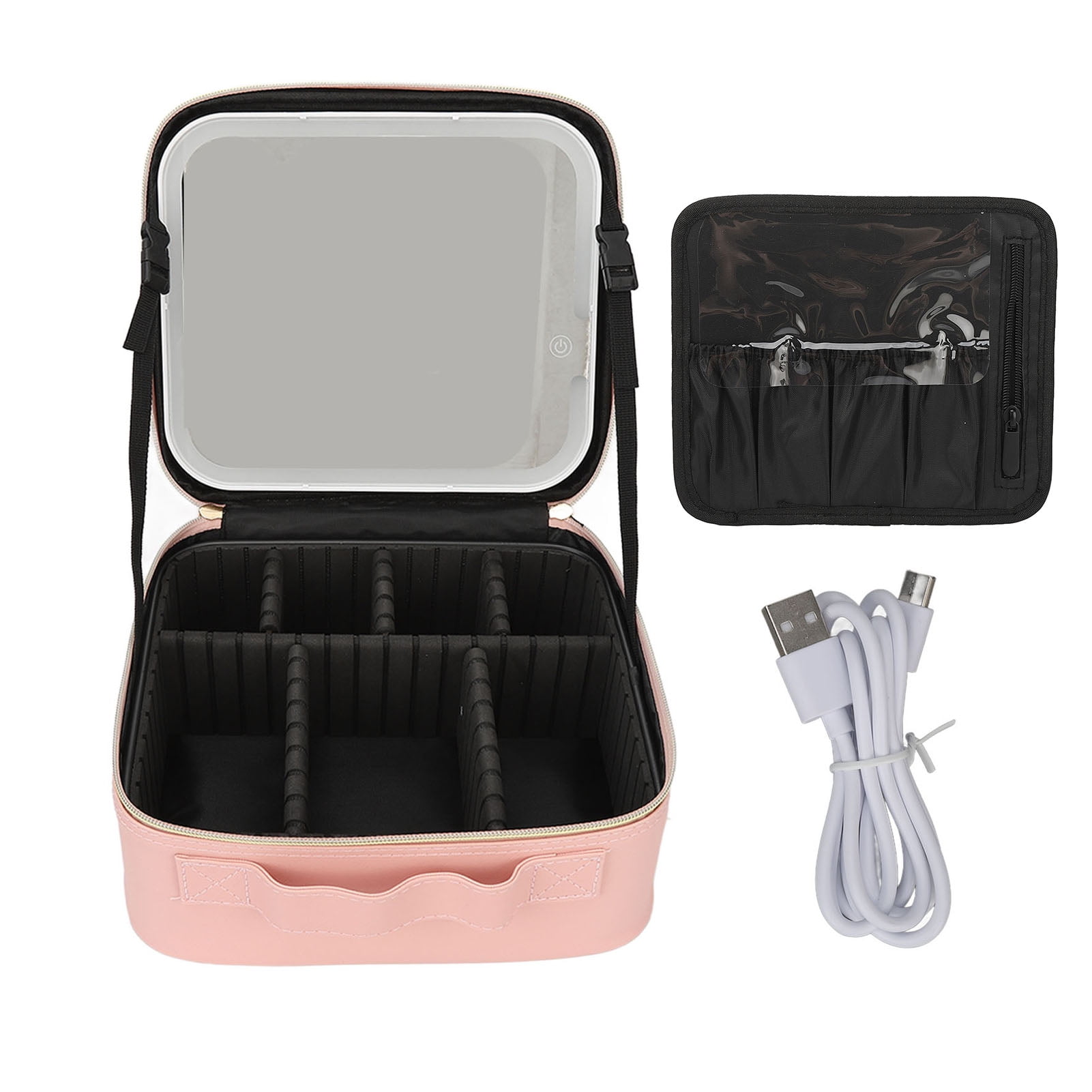 2024 Travel Makeup Case with Large Lighted Mirror 3 Colors LED
