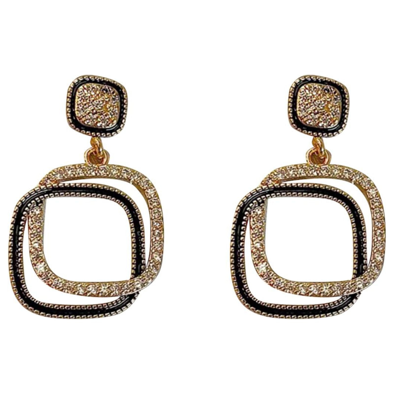 2024 Trendy Essentials Geometric Character Rhinestones Earrings Women