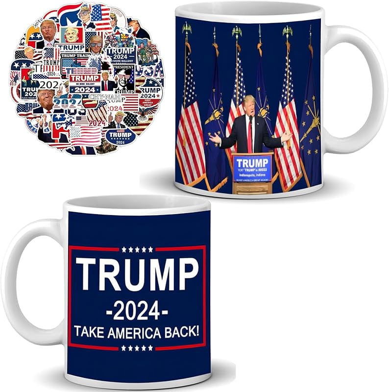 Make America Great Again Trump MAGA Bistro Mug - 16oz Ceramic Coffee Mug,  Made In USA, Great Gift For Supporters Patriotic Gift Mug