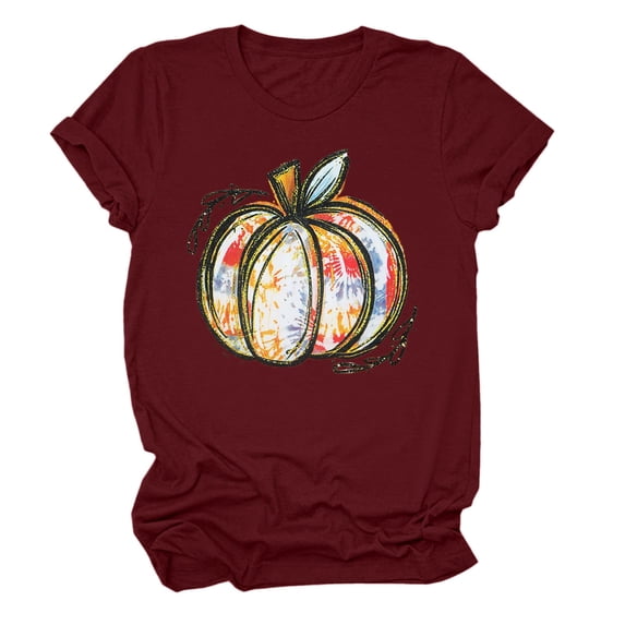 2024 Tshirts For Women Dressy Casual Pumpkin Graphic Pumpkin Tops Loose Fit Pullover T Shirts