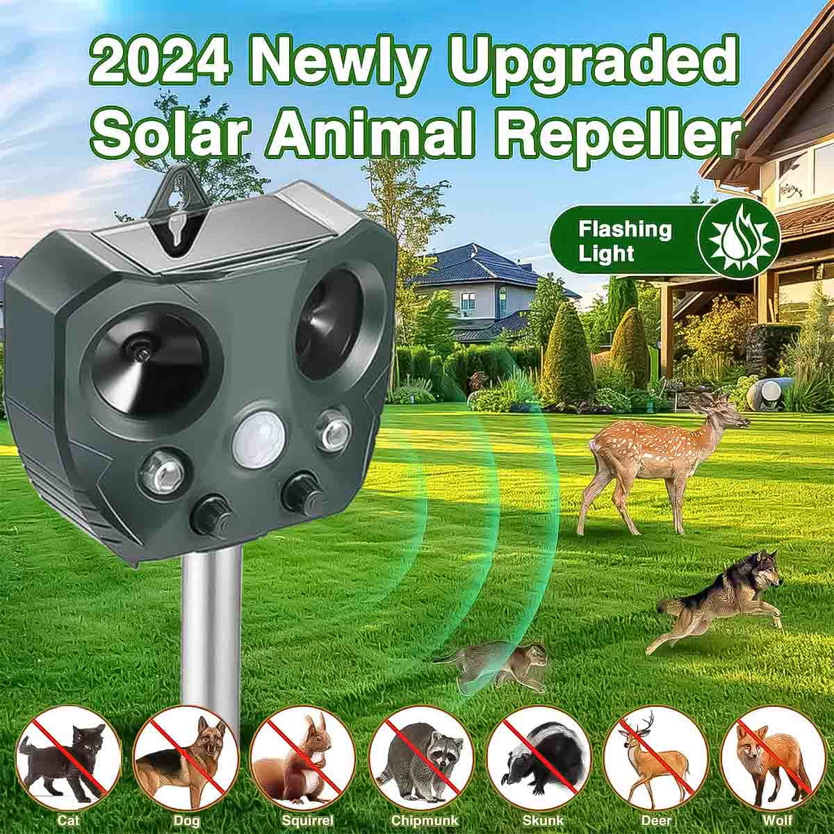 2024 Ultrasonic Animal Repellent Outdoor Solar Animal Repeller with