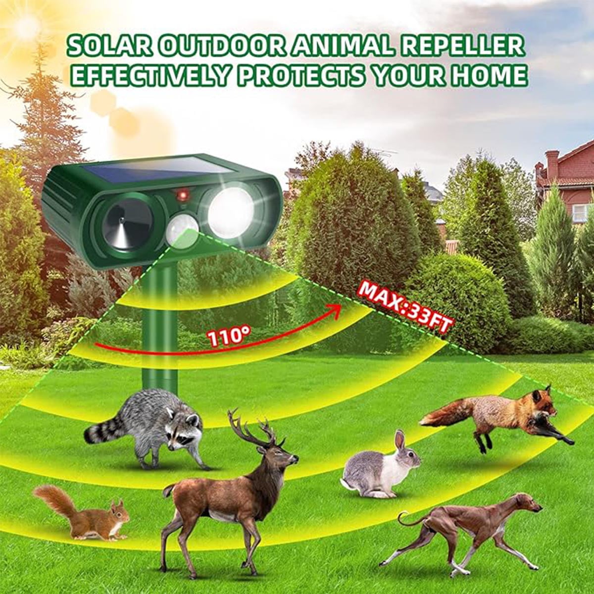 2024 Ultrasonic Solar Animal Repeller, Solar Outdoor Animal Repeller