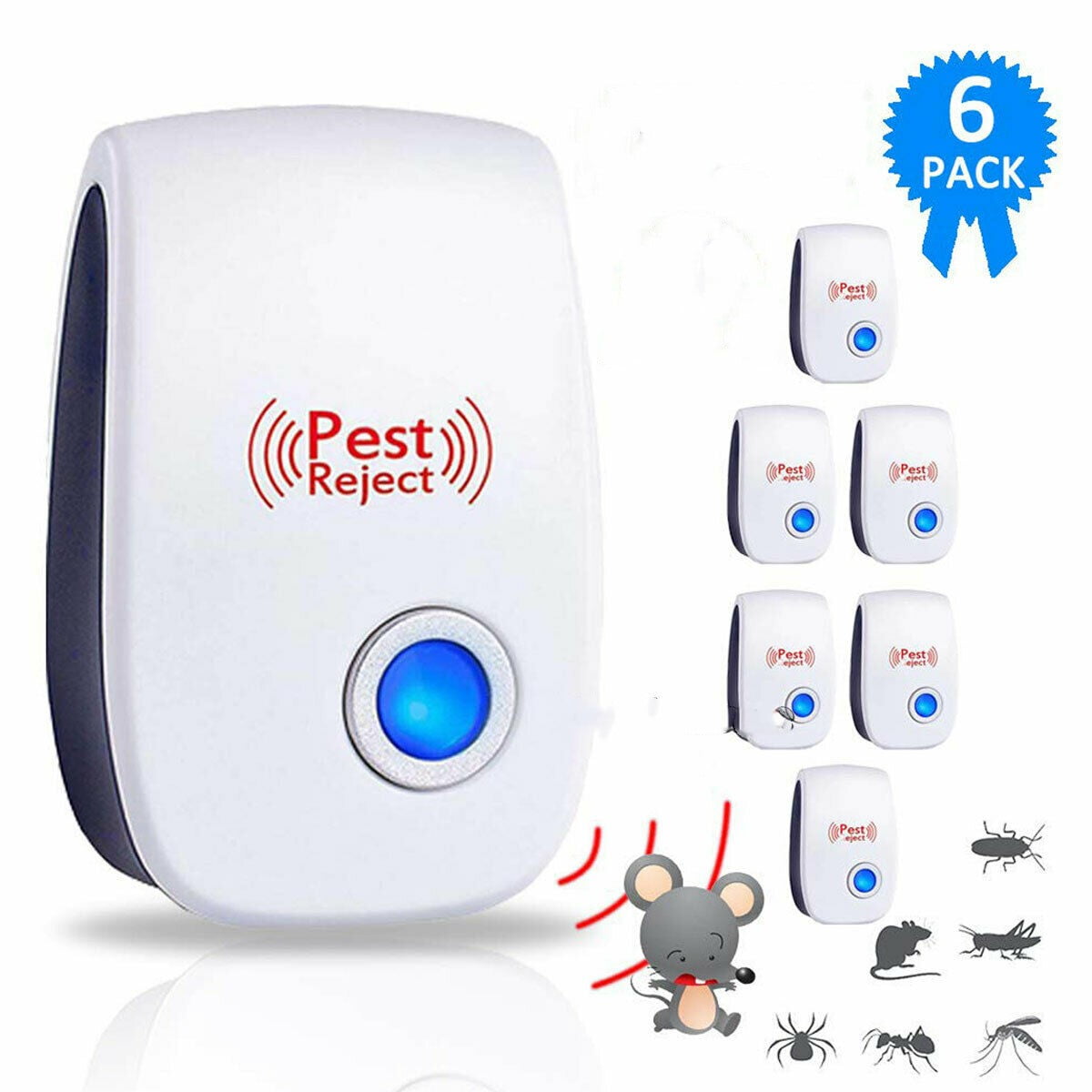 2024 Ultrasonic Pest Repeller 6 Pack, Electronic Insects & Rodents for Mosquito, Mouse