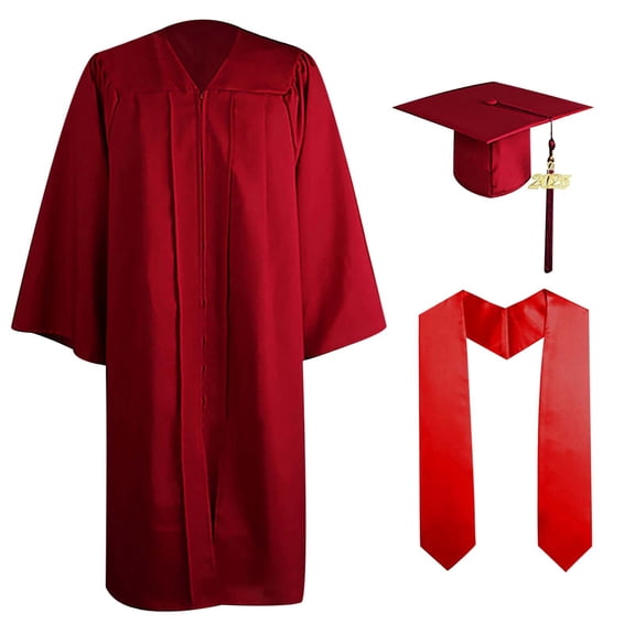2024 Unisex Adult Graduation Gown with Cap and Year Charm Formal Commencement Attire for Men and Women