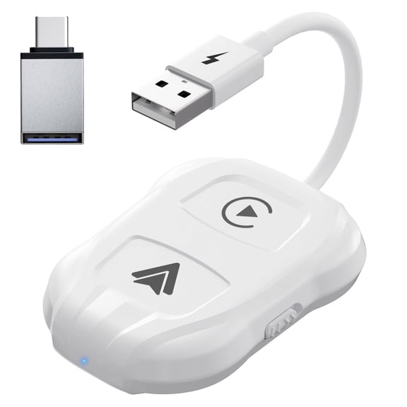 2024 Upgrade 2 in 1 Wireless Carplay & Android Auto Adapter | 1-Click Switching Between Android and Apple Devices for Family Members | Plug & Play, Compact Size