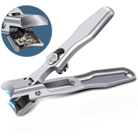 2024 Upgrade Nail Clippers for Men Thick Nails - DRMODE Large Wide Jaw Opening Toe Nail Clippers for Seniors, Heavy Duty Stainless Steel No Splash Fingernail Clipper Cutters Long Handle with Catcher