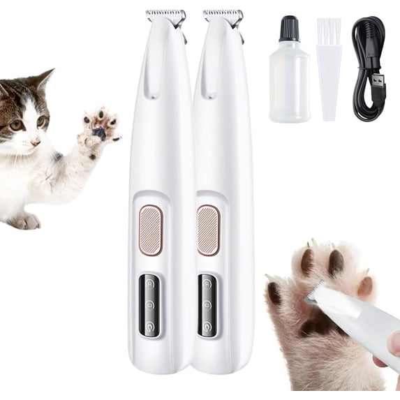 2024 Upgrade Pet Micro Precision Trimmer, Multifunctional Pet Hair Clippers for Grooming with LED Light, Low Noise Waterproof Rechargeable Pet Paw Trimmer for Pet Paws, Ears, Rump, Face, Eyes(2 Set)