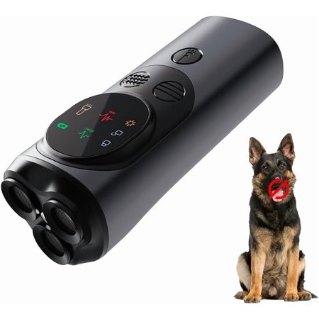 2024 Upgrade Professional Dog Training Tool with 3X Sonic Emitters Ultra-Long Range - Dog Bark Deterrent Device, Anti Barking Device with Bright Led Deterrent Flashlight for Dogs (Grey)