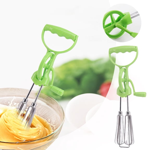 2024 Upgrade Stainless Steel Hand Crank Egg Beater with Double Circular Stirring Head Semi-Automatic 360-Degree Rotation Easy to Operate and Clean Green