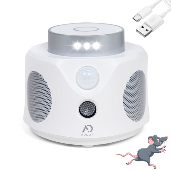 Addot ADDOT Ultrasonic Rodent and Pest Repellent Device with Flashlight, White