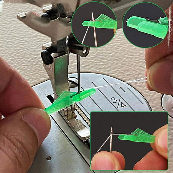 2024 Upgraded Automatic Needle Threader, Easy Self-Threading Tool for Sewing Machines and Hand Sewing, Quick Threader for Seniors and Beginners ( Green / 30 Pcs )