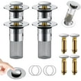 thumbnail image 1 of 2Pcs Bathroom Sink Stopper Hair Catcher, Pop Up Sink Drain Stopper with Removable Stainless Steel Filter Basket Hair Catcher,for US Universal Kitchen Bathroom Basin Sink Stopper Replacement., 1 of 8