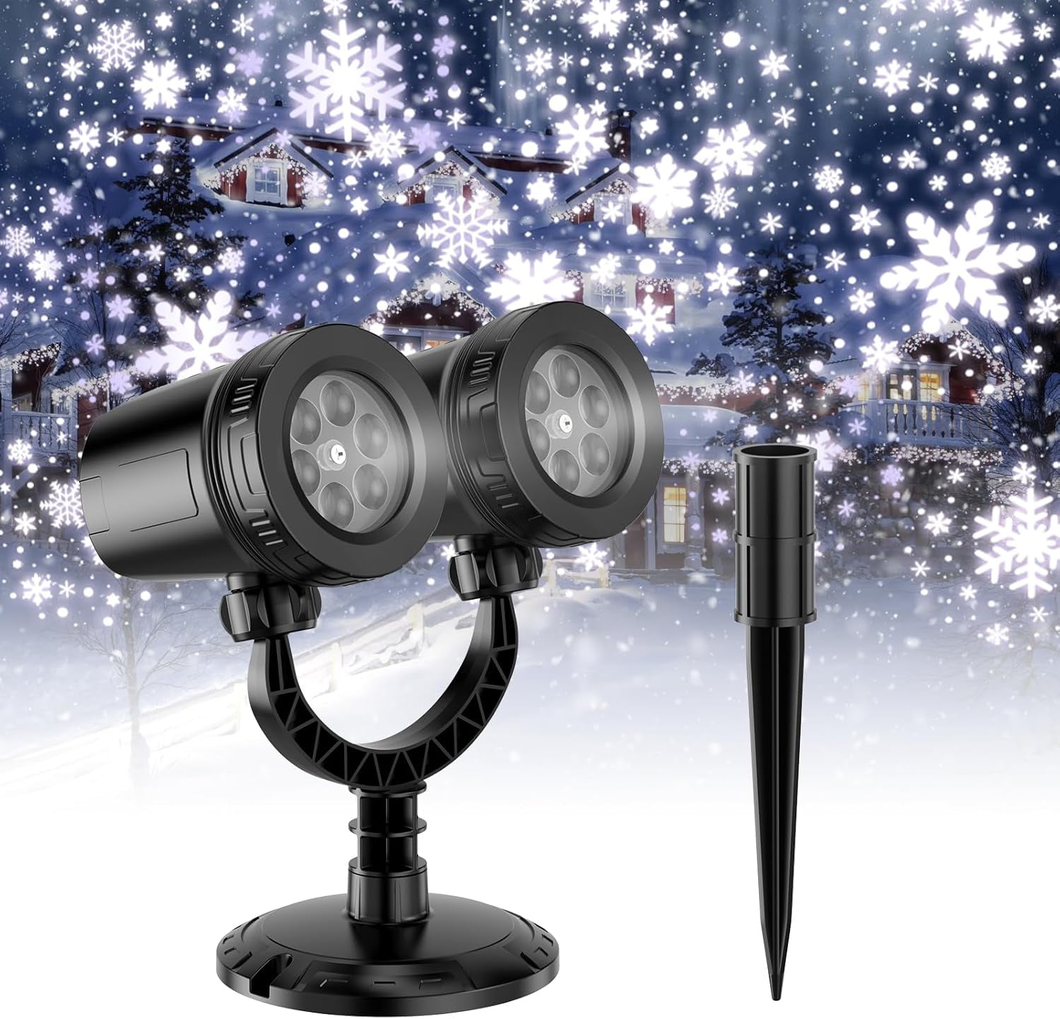 2024 Upgraded DualHead Christmas Snowflake Projector Light Outdoor