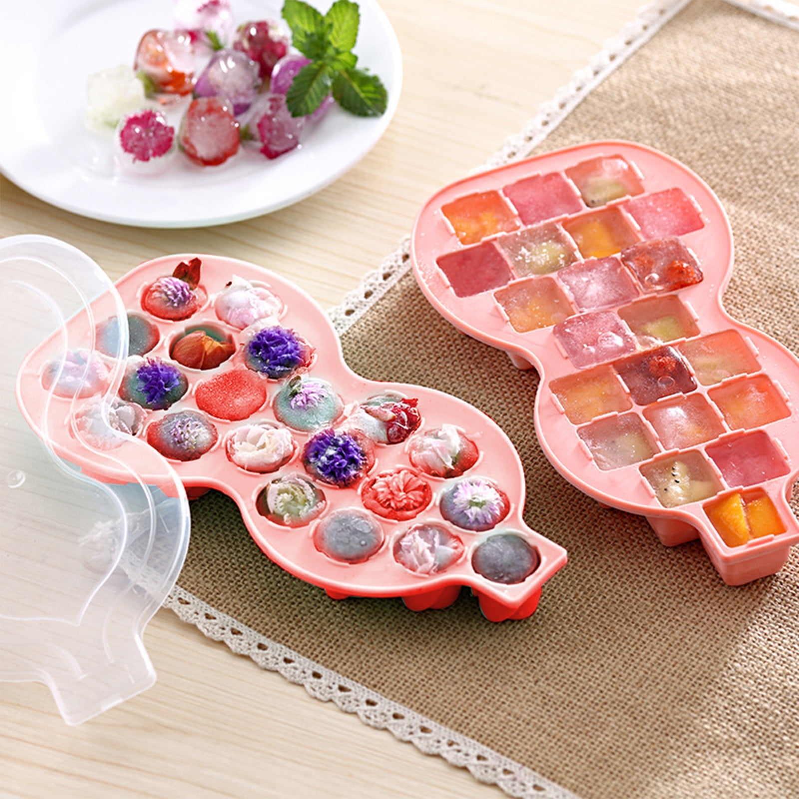 2024 Upgraded Gourd Ice Tray Ice Box With Lid Three Dimensional Rose