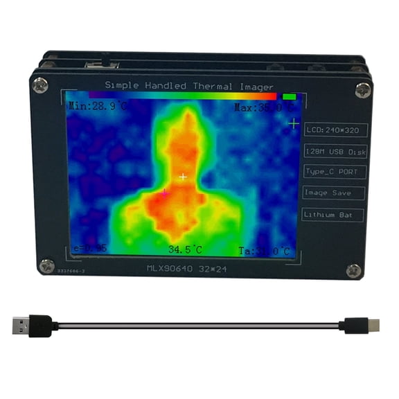 Upgraded MLX90640 Infrared Thermal Imager, High-Resolution Portable Thermal Sensor, Non-Contact Temperature Tester, Built-in Rechargeable Battery