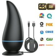 2024 Upgraded TV Antenna Indoor, 200 Miles Range 360° Reception Amplified Digital TV Antenna for Smart TV and All Older TV - HD Cable - Support 4K 8K 1080p and Other Resolutions, Color (Black)