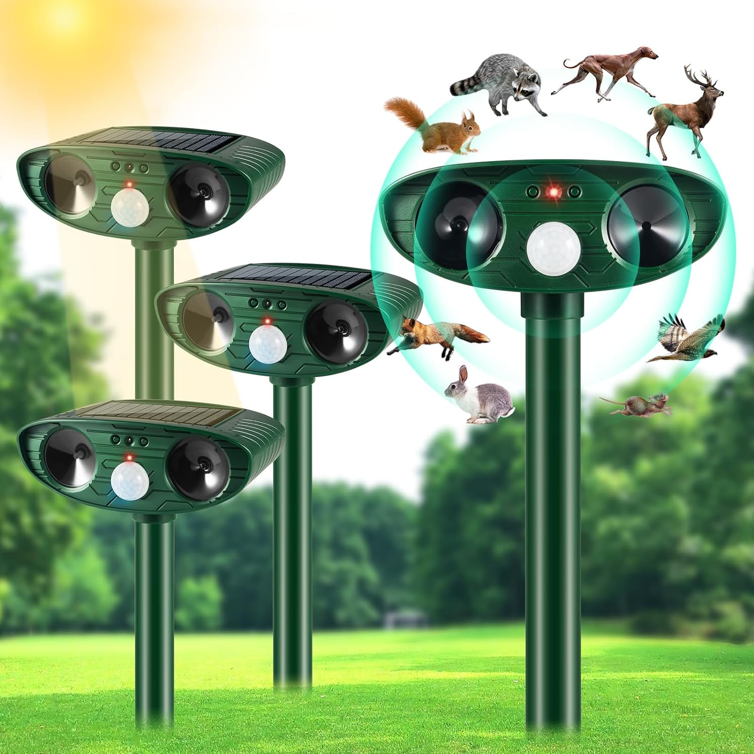 2024 Upgraded Ultrasonic Animal Repellent Outdoor Cat Repellent Deer