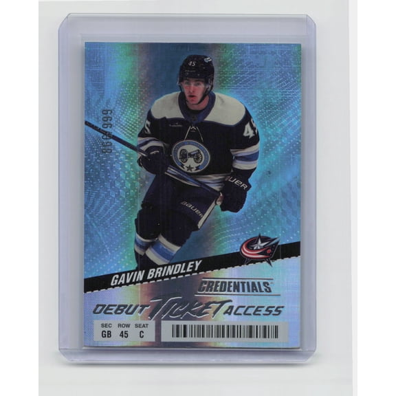 2024 Upper Deck Credentials Debut Ticket Access Gavin Brindley Columbus Blue Jackets Rookie #138 /999 Hockey Card