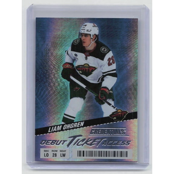 2024 Upper Deck Credentials Debut Ticket Access Liam Ohgren Minnesota Wild RC #141 /999 Hockey Card