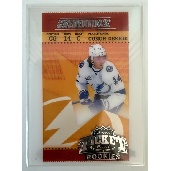 2024 Upper Deck Credentials Retro Ticket Access Clear Rookie Conor Geekie Tampa Bay Lightning Ice Hockey Card