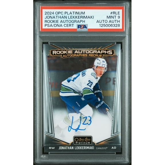 2024 Upper Deck O-Pee-Chee Platinum Rookie Autographs Jonathan Lekkerimaki #RLE PSA 9