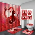 thumbnail image 1 of 2024 Valentine's Day Decorative Shower Curtain Bathroom Four-piece Set Rose Shower Curtain Decoration Set Waterproof Shower Curtain Anti-slip mat, 1 of 5