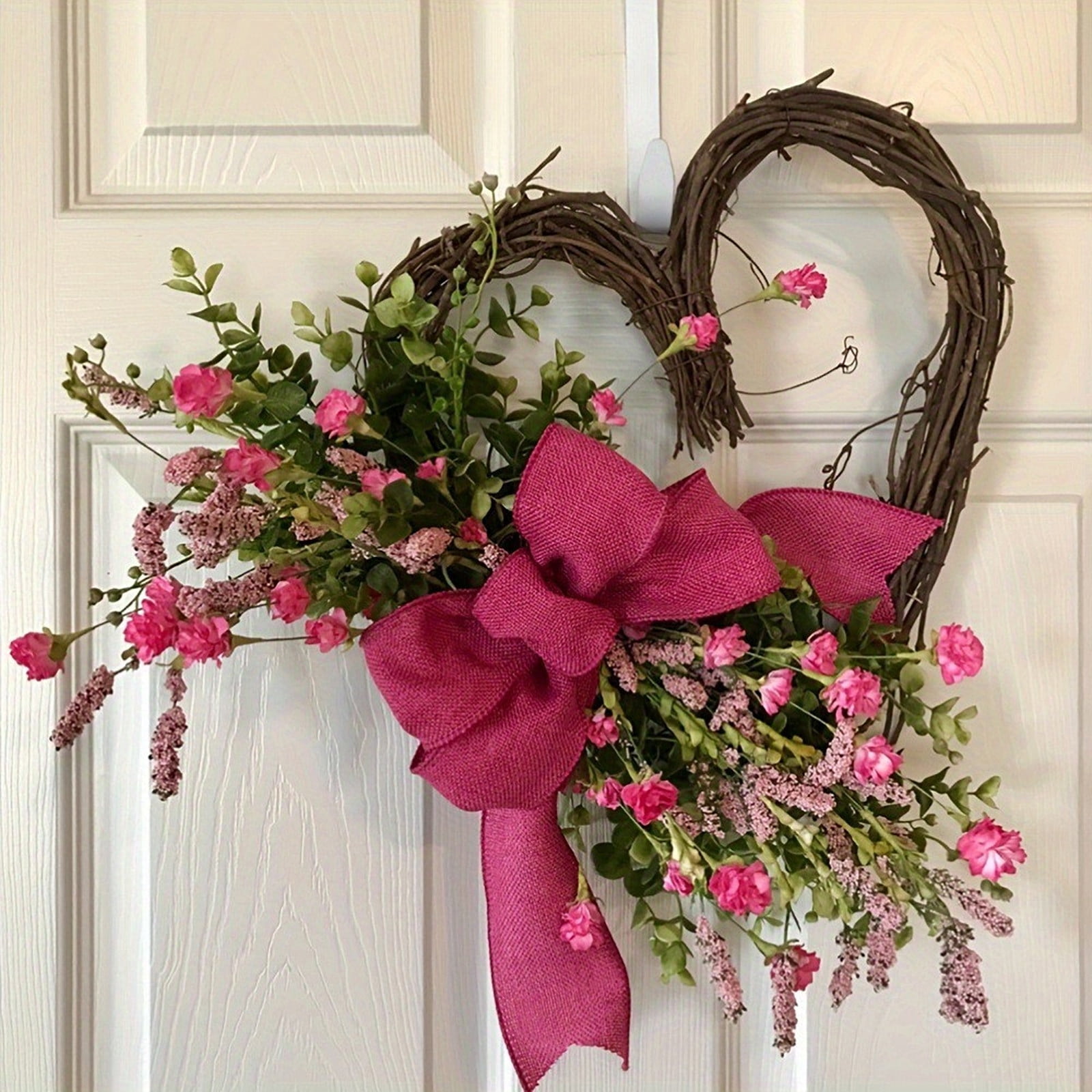 Valentine's Day Wreath - 15 Inch Pink Red Heart Berry Wreath For Front Door, Wedding Decor
