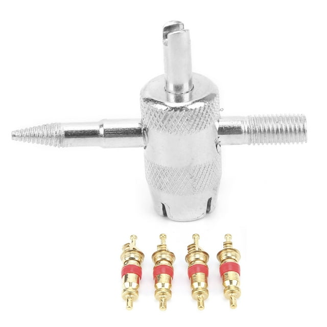 2024 Valve Cores Tool Set with 4 in 1 Stem for Motorcycles Bicycles