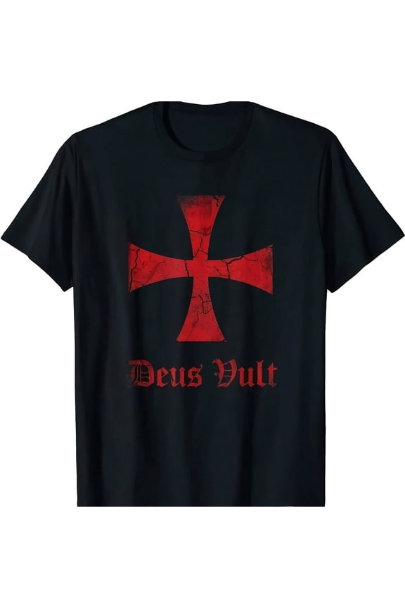 2024 Vault Knight Templar CrO1SS Printed T- Everydaoose FaS1Hion Comfortable Uni S1Hort Sve sual Crusader TopUni 4