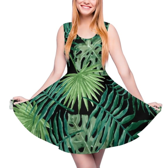 2024 Vestido Oversized Ladies Summer Dress Skate Pattern Style Street Sleeveless Dresses Trendy Print Leaf Maple Dress Leaves Golden