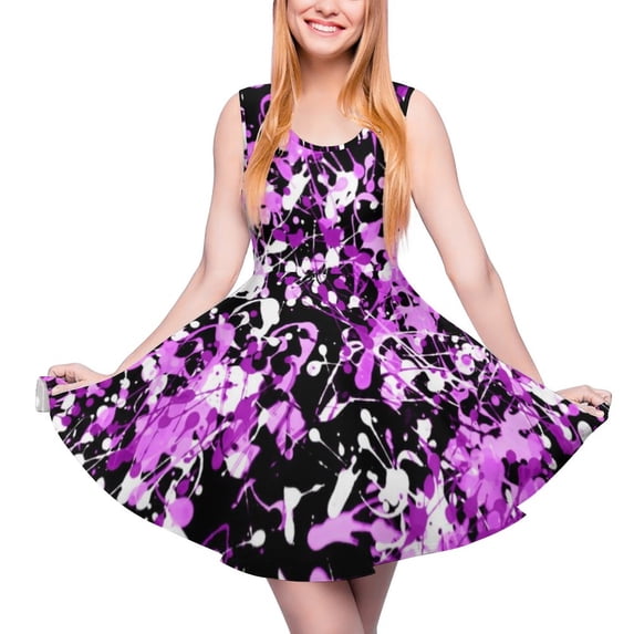 2024 Vestidos Pattern Womens Dress Skate Size Big Sleeveless Dresses Beach Print Trippy Dress Splatter Paint Marble