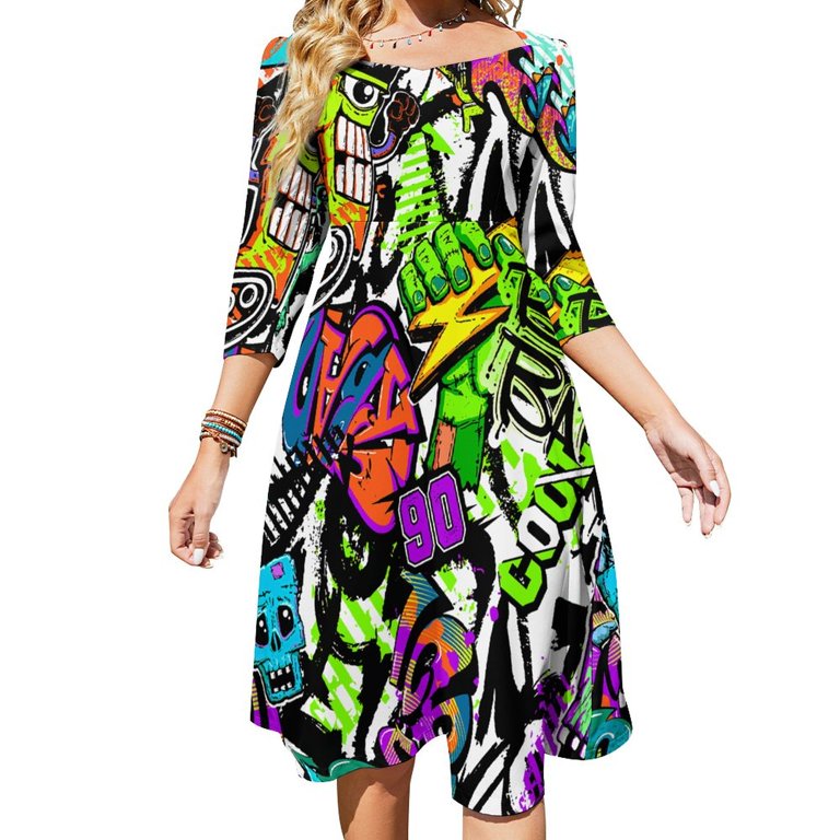 2024 Vintage 80S Polka Dots Casual Dress Dark Spots Stylish