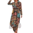 thumbnail image 1 of 2024 Vintage Ethnic Casual Dress Colorful Tribal Print Streetwear Dresses Long Sleeve Trendy Ladies V Neck Oversize Chiffon Dress, 1 of 7