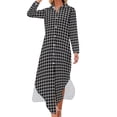 thumbnail image 1 of 2024 Retro Plaid Chiffon Dress Black And White Check Cute Dresses Street Style Casual Dress Womens Sexy Design Vestido Big Size 5XL, 1 of 7