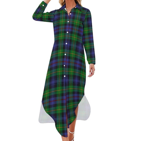 2024 Vintage Plaid Chiffon Dress Cute Green Check Beach Dresses Women Long Sleeve Street Style V Neck Pattern Oversized Casual Dress