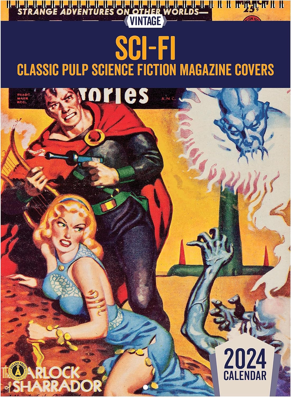 2024 Vintage SciFi Calendar, 16 Months, FrameReady Pulp Science