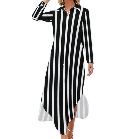 2024 Vintage Striped Casual Dress Geometric Print Aesthetic Dresses Long Sleeve Retro Female V Neck Custom Oversize Chiffon Dress