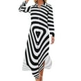 thumbnail image 1 of 2024 Vintage Striped Casual Dress Geometric Print Aesthetic Dresses Long Sleeve Retro Female V Neck Custom Oversize Chiffon Dress, 1 of 7