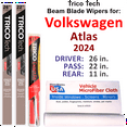 thumbnail image 1 of 2024 Volkswagen Atlas Beam Blade Wipers (Set of 3) w/Rear Wiper, 1 of 3