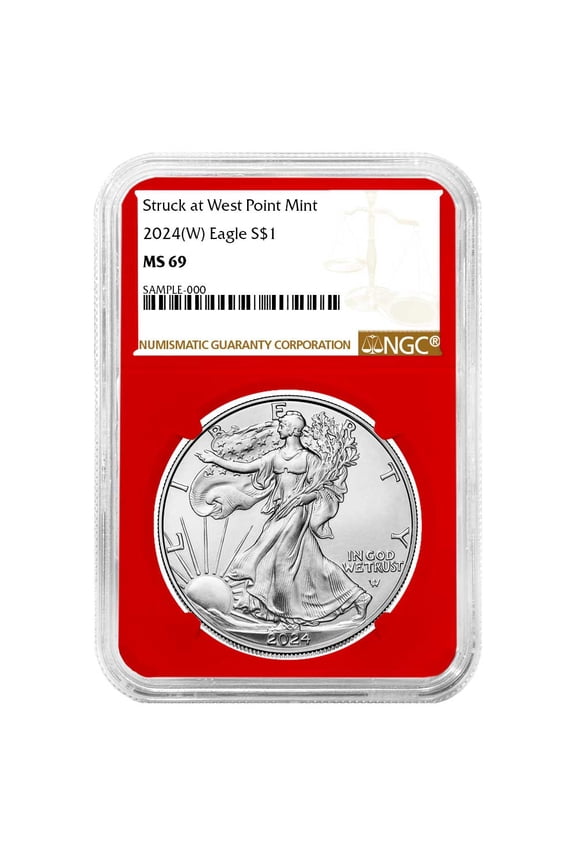 2024 (W) $1 American Silver Eagle NGC MS69 Brown Label Red Core