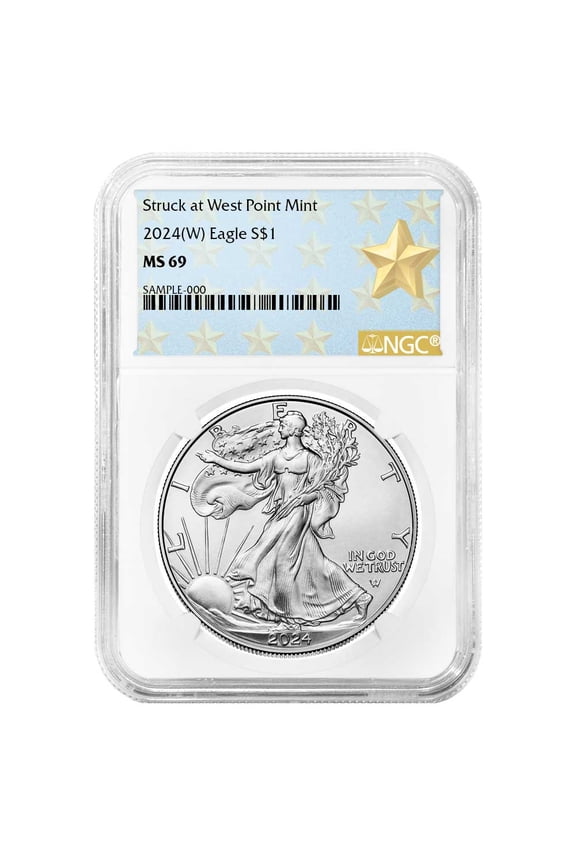 2024 (W) $1 American Silver Eagle NGC MS69 West Point Star Label