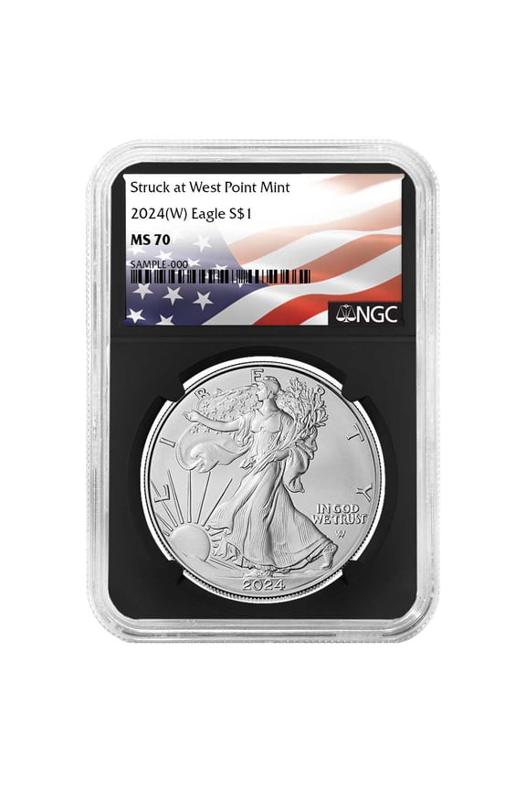 2024 (W) $1 American Silver Eagle NGC MS70 Flag Label Retro Core