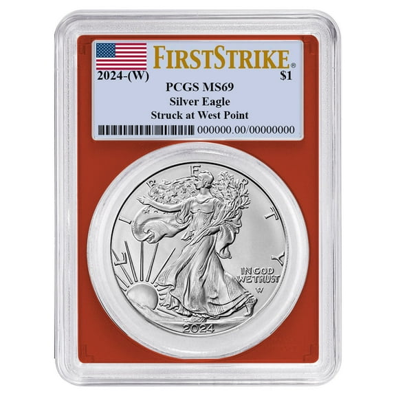 2024 (W) $1 American Silver Eagle PCGS MS69 FS Flag Label Red Frame
