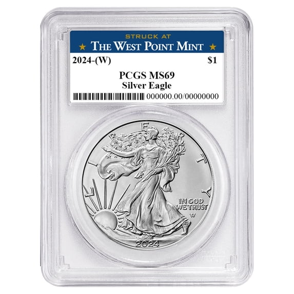 2024 (W) $1 American Silver Eagle PCGS MS69 West Point Label