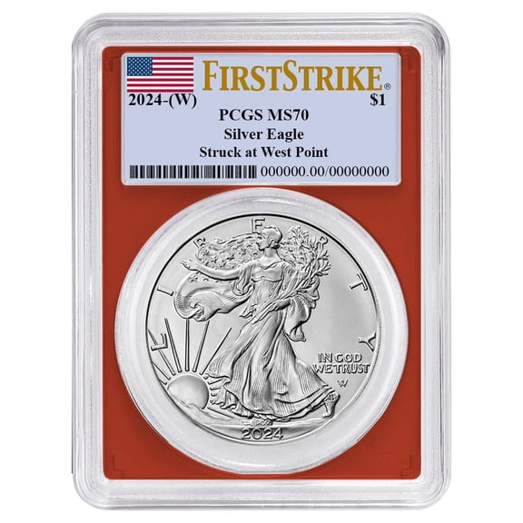 2024 (W) $1 American Silver Eagle PCGS MS70 FS Flag Label Red Frame