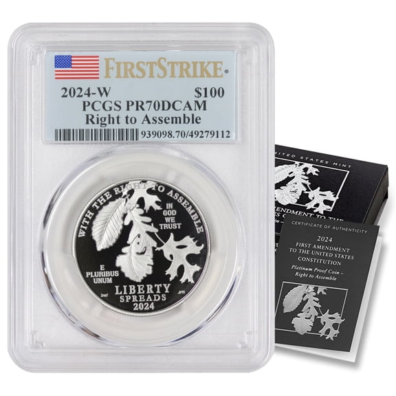 2024-W $100 Platinum Eagle PCGS PR70 Deep Cameo First Strike Flag Label U.S. Mint Coin