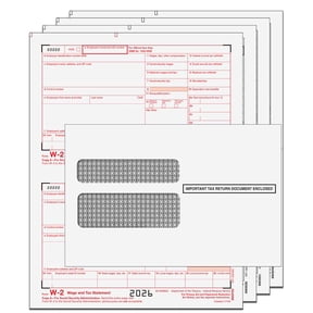 W-2 Tax Pack for 2026 Tax Year, 4-part Laser Forms for 10 Employees with Envelopes and W-3 Transmittal