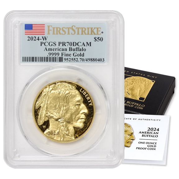 2024-W $50 Gold Buffalo PCGS PR70DCAM First Strike Flag Label w/ Box and Certificate U.S. Mint coin