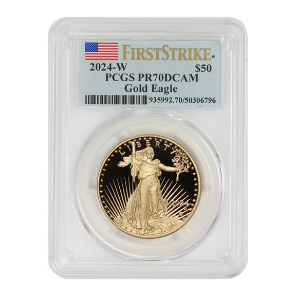2024-W $50 Gold Eagle PCGS PR70 Deep Cameo First Strike Flag Label U.S. Mint Coin
